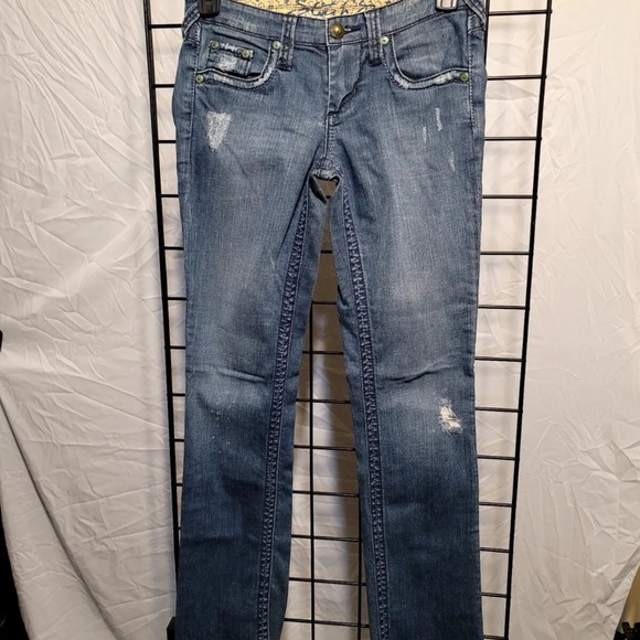 Stitch's Star Woman’s Jeans Size 28 Blue Stretch Pockets Low-Rise Comfort - Picture 1 of 3